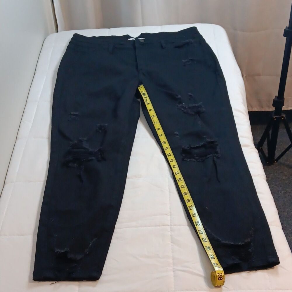 KanCan Signature Black Denim Distressed Stretch Ultra High Rise Ankle Skinny 31 - Picture 7 of 8